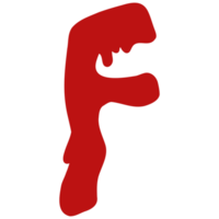 a red letter f with a mouth and a tongue png