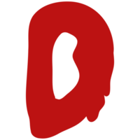 a red letter d with a white outline png