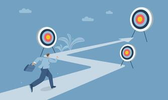 Businessman running towards targets vector