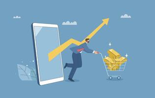 Businessman shopping online with smartphone vector