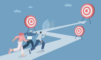 People running towards targets on a path vector