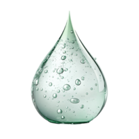 Clear Green Water Drop with Bubbles Isolated , Refreshing Hydration, Purity Transparent Background png