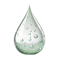 Clear Green Water Droplet with Bubbles Isolated , Hydration Concept, Purity and Cleanliness Aesthetic Transparent Background png