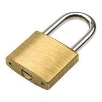 Brass Padlock Security Close up of a Secure Lock Mechanism for Protection and Safety Transparent Background png