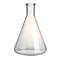 Clear Glass Erlenmeyer Flask Isolated for Science, Chemistry, and Laboratory Experiments Transparent Background png