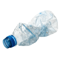Crushed Plastic Water Bottle Environmental Pollution, Recycle Concept, Transparent Bottle, Blue Cap, Waste Management, Single Use Plastic, Transparent Background png