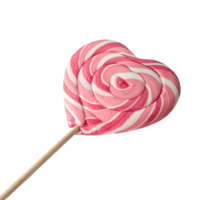 Pink Heart Lollipop Sweet Candy Treat Isolated for Valentines Day and Celebrations Transparent Background png