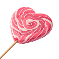 Heart Shaped Lollipop Delight Pink Swirls, Sweet Treat, Candy Stick, Valentines Day, Isolated, Delicious, Festive Transparent Background png