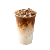 Iced Latte Delight Refreshing Coffee Drink with Creamy Swirls, Ice Cubes, Beverage, Cold, Refreshment, Isolated, Transparent Background png