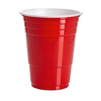 Isolated Red Plastic Party Cup Close up of a Clean, Unused Disposable Drinking Container for Beverages on Transparent Background png