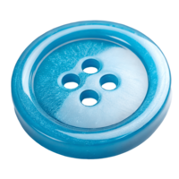 Close up of a Blue Four Hole Button, Sewing Accessory with Glossy Finish, Crafting Material, Isolated Object Transparent Background png