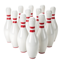 Striking Arrangement Classic Bowling Pins Ready for Action, Team Sport Competition, White and Red Theme, Indoor Game, Recreation Leisure Transparent Background png