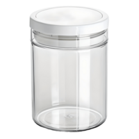 Empty Clear Food Storage Container with White Lid, Kitchen Pantry Organization, Transparent Canister Transparent Background png