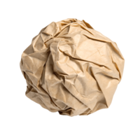 Crumpled Brown Paper Ball , Studio Shot, Imperfect Texture, Recycle Concept Transparent Background png