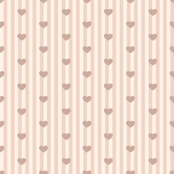 Seamless seamless pattern with vertial stripes and small hearts. Geometric striped repeating gingham texture. vector