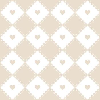 Lace geometric seamless pattern rhombus with hearts. repeating pattern gingham texture vector