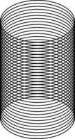 Abstract cylinder formed by intersecting black elliptical rings on white background vector