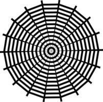 Abstract black and white radial geometric pattern with concentric lines and spokes vector