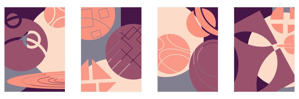 Set of abstract backgrounds. Hand drawn geometric shapes.