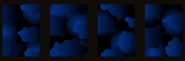 Set of abstract backgrounds with blue clouds illustration for your design vector