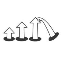 an arrow pointing up with a hand reaching out vector