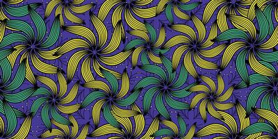 African ethnic traditional, Blue pattern. seamless beautiful Kitenge, chitenge, dutch wax style. fashion design in colorful. botanical abstract motif. yellow floral Ankara prints, African wax prints. vector