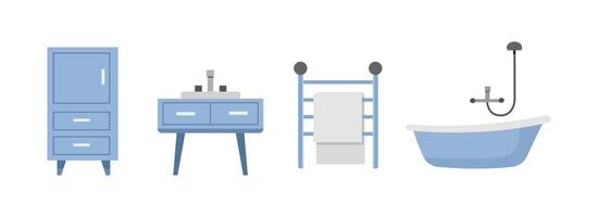 Modern bathroom furniture and fixtures vector