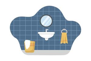 Bathroom with sink, mirror, and towels vector