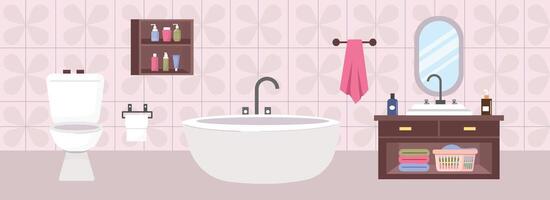 Modern bathroom with bathtub and fixtures vector