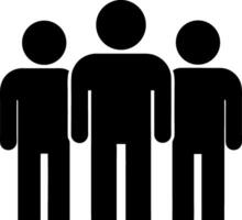 Three simple black human figures standing together isolated on white background vector