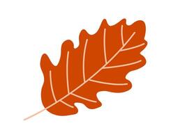 Autumn oak leaf in simple flat style. Isolated element for design. vector