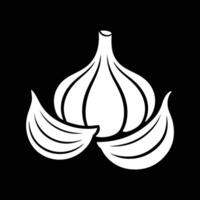 White garlic bulb with cloves on black background vector