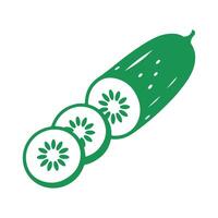 Green cucumber slices sliced vegetable vector