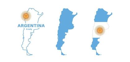Set of isolated argentina maps. argentina flag overlaid with flag proportions. Maps and traveling around the world vector