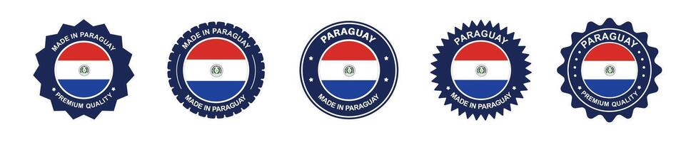 paraguay product label set. paraguay flag, premium made in paraguay . Labels, seals, stamps, flags, icons vector