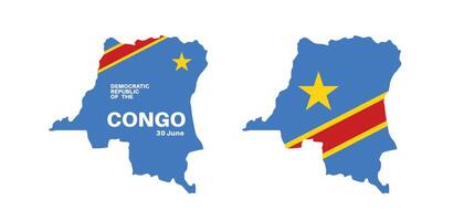 Set of isolated democratic republic of the congo maps. congo flag overlaid with flag proportions. Maps and traveling around the world vector