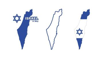 Set of isolated israel maps. israel flag overlaid with flag proportions. Maps and traveling around the world vector