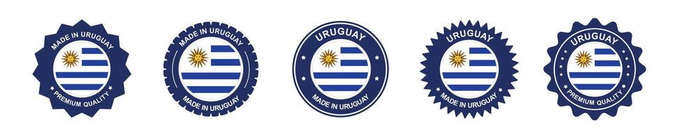 uruguay product labels set. uruguay flag, premium made in uruguay . Labels, seals, stamps, flags, icons vector