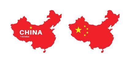 Set of isolated china maps. china flag overlaid with flag proportions. Maps and traveling around the world vector