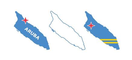 Set of isolated aruba maps. aruba flag overlaid with flag proportions. Maps and traveling around the world vector