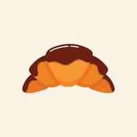 Croissant with chocolate glaze illustration vector