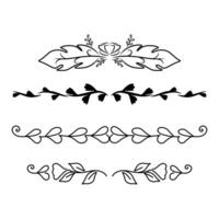 Cute flower line divider clipart collection set vector
