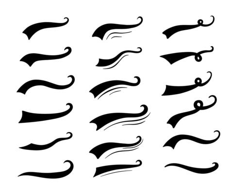 baseball text with tail swash and underline for American sport style. Vintage brush font and line ornament or retro alphabet typography. Set