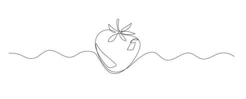 Strawberry one line illustration, continuous line isolated sketch vector