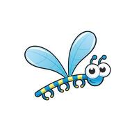 Cartoon Blue Dragonfly with Striped Body vector