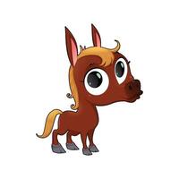 cartoon brown horse with big eyes vector