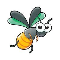 Smiling Cartoon Wasp with Green Wings vector