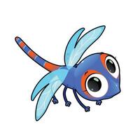 Big-Eyed Blue and Orange Dragonfly vector