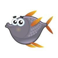 Smiling Grey Fish with Orange Fins vector