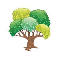 Green Cartoon Tree with Textured Leaves vector